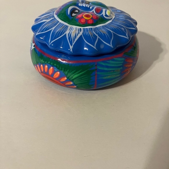 Handcrafted Terracotta Sun Trinket Dish Hand Painted Made In Mexico - Picture 3 of 6